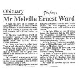 Obituary: Mr Melville Ernest Ward