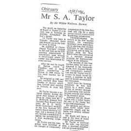 Obituary: Mr S A Taylor