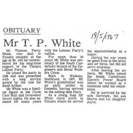 Obituary: Mr T P White