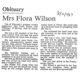 Obituary: Mrs Flora Wilson