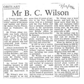 Obituary: Mr B C Wilson