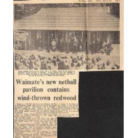 Waimate's new netball pavilion contains wind-thrown redwood