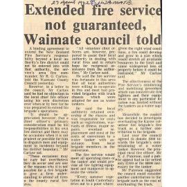 Extended fire service not guaranteed, Waimate council told