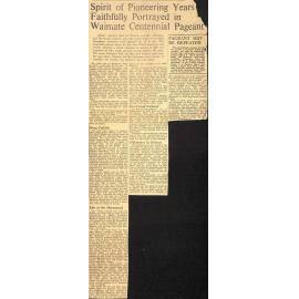 Spirit of Pioneering Years Faithfully Portayed in Waimate Centennial Pageant