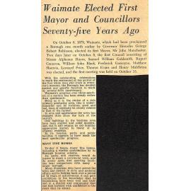 Waimate Elected First Mayor and Councillors Seventy-five Years Ago