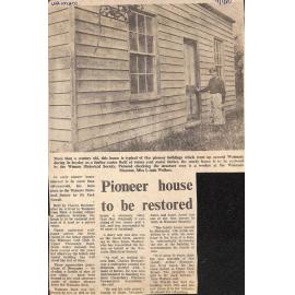 Pioneer house to be restored