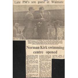 Late PM's son guest at Waimate - Norman Kirk siwmming centre opened