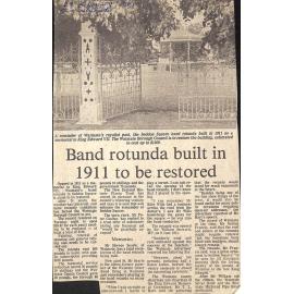 Band rotunda built in 1911 to be restored