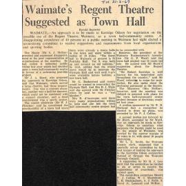 Waimate's Regent Theatre Suggested as Town Hall
