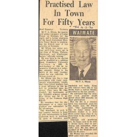 Waimate: Practised Law In Town For Fifty Years