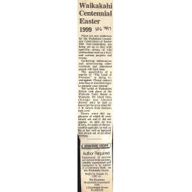 Waikakahi Centennial Easter 1999 / Author Required