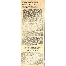 Waimate's Pipe Band is the Oldest in SC