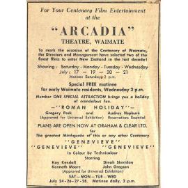 Arcadia Theatre advertisment