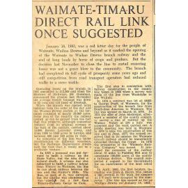 Waimate-Timaru Direct Rail Link Once Suggested