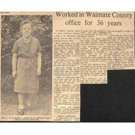 Worked in Waimate County office for 36 years