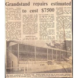 Grandstand repairs estimated to cost $7500