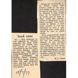 Letter to the editor: Stock route