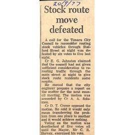 Stock route move defeated