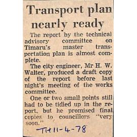 Transport plan nearly ready