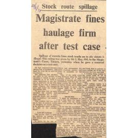 Stock route spillage- Magistrate fines haulage firm after test case