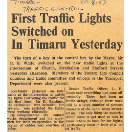 First traffic lights switched on in Timaru yesterday