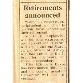Retirements announced