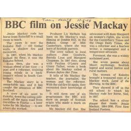 BBC film on Jessie Mackay