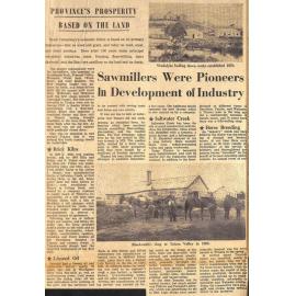 Province's Prosperity Based On The Land: Sawmillers Were Pioneers In Development of Industry