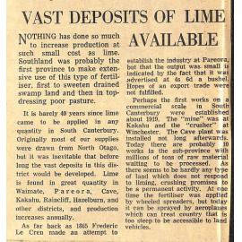 Vast Deposits of Lime Available