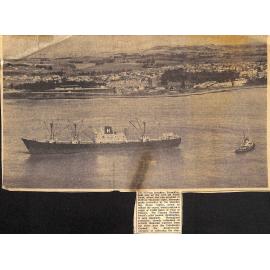 Treneglos freighter held fast on reef off Patiti Point