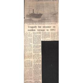 Tragedy for steamer on maiden voyage in 1892