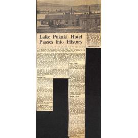 Lake Pukaki Hotel Passes into History