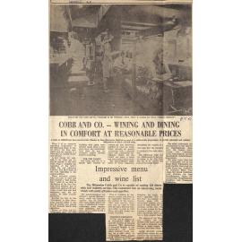 Cobb and Co- Wining and Dining in Comfort at Reasonable Prices