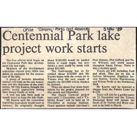 Centennial Park - lake project work starts