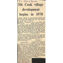 Mt Cook village development begins in 1978