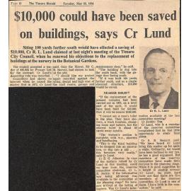 $10,000 could have been saved on buildings, says Cr Lund