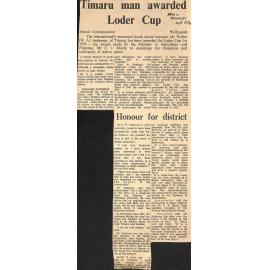 Timaru man awarded Loder Cup, Honour for district