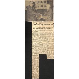 Loder Cup presented to Timaru botanist