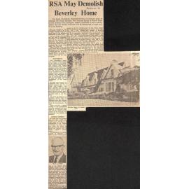 RSA May Demolish Beverley Home