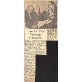 Temuka RSA Veterans Honoured