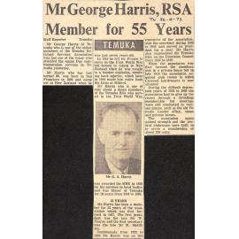 Mr George Harris, RSA Member for 55 Years