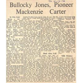 Bullocky Jones, Pioneer Mackenzie Carter