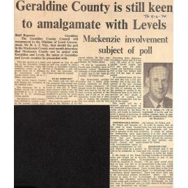 Geraldine County is still keen to amalgamate with Levels