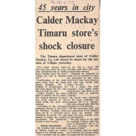 45 years in city: Calder Mackay Timaru store's shock closure