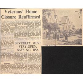 Veterans' Home Closure Reaffirmed