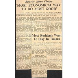 Beverley Home Closure: 'Most Economical Way to do Most Good' / Most Residents Want To Stay In Timaru