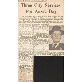 Three City Services for Anzac Day
