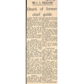 Mr C V Williams: Death of former chief guide
