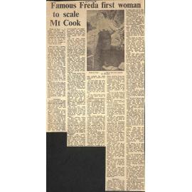 Famous Freda first woman to scale Mt Cook