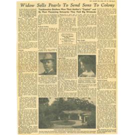 Widow Sells Pearls To Send Sons To Colony: Teschemaker Brothers Were Their Mothers "Capital" and By Their Pioneering Enterprise They Paid Big Dividends